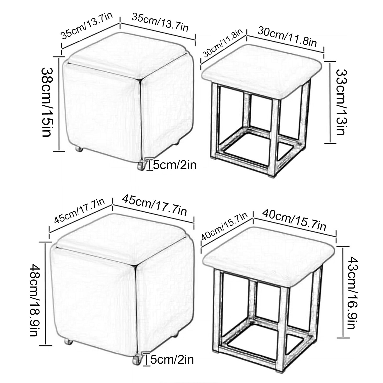 Amazon.com: SUZEPER 5 in 1 Nesting Ottoman Cube Chair, Movable